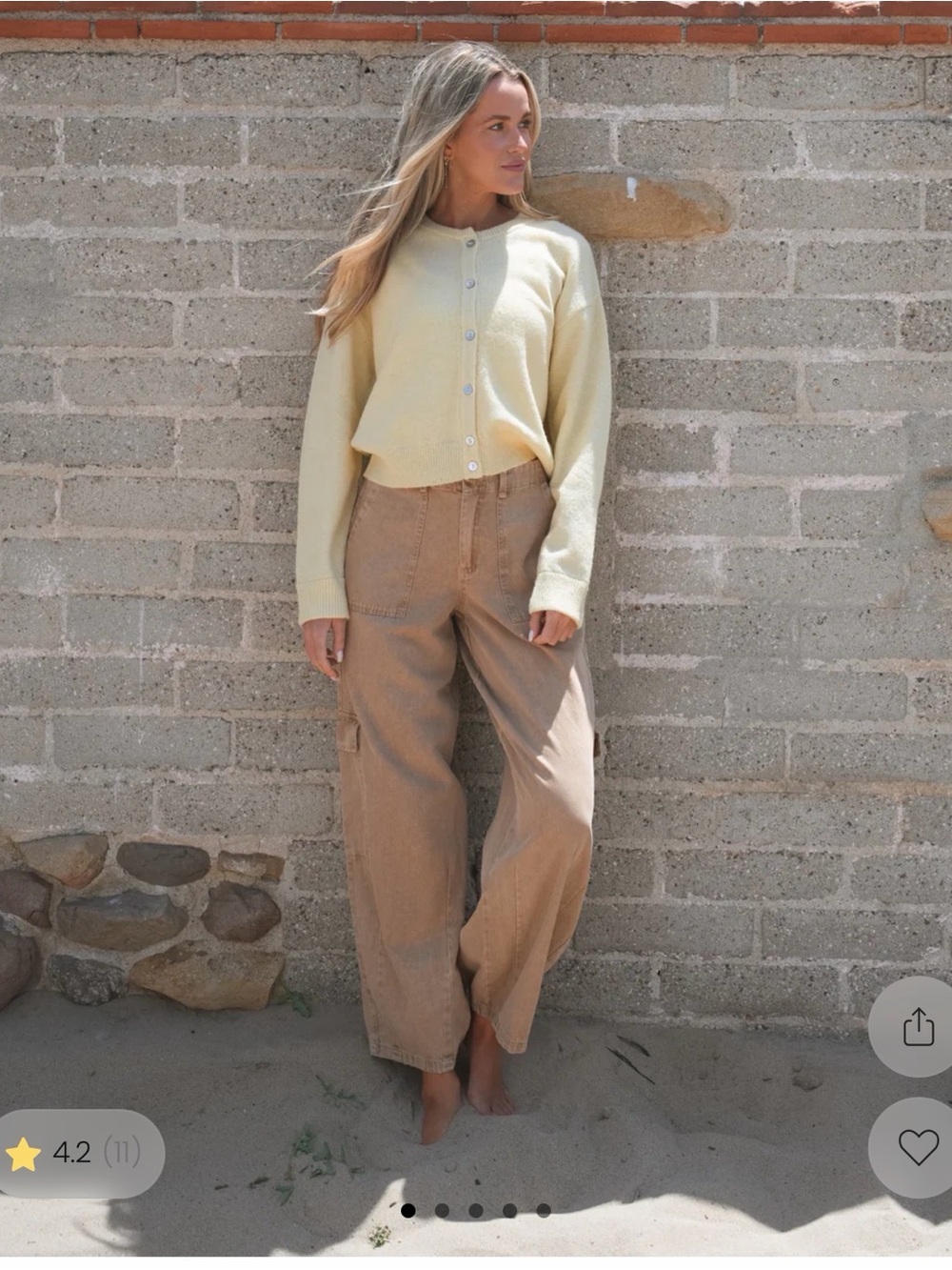 Carly Jean Los Angeles Wide-Leg Utility Pants in Light Brown